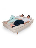 Sofá Cama Andorra 3 Lugares Império Reclinável Casal Pés Madeira Suede Areia 376