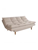 Sofá Cama Andorra 3 Lugares Império Reclinável Casal Pés Madeira Suede Areia 376