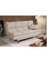 Sofá Cama Andorra 3 Lugares Império Reclinável Casal Pés Madeira Suede Areia 376