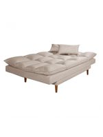 Sofá Cama Andorra 3 Lugares Império Reclinável Casal Pés Madeira Suede Areia 376