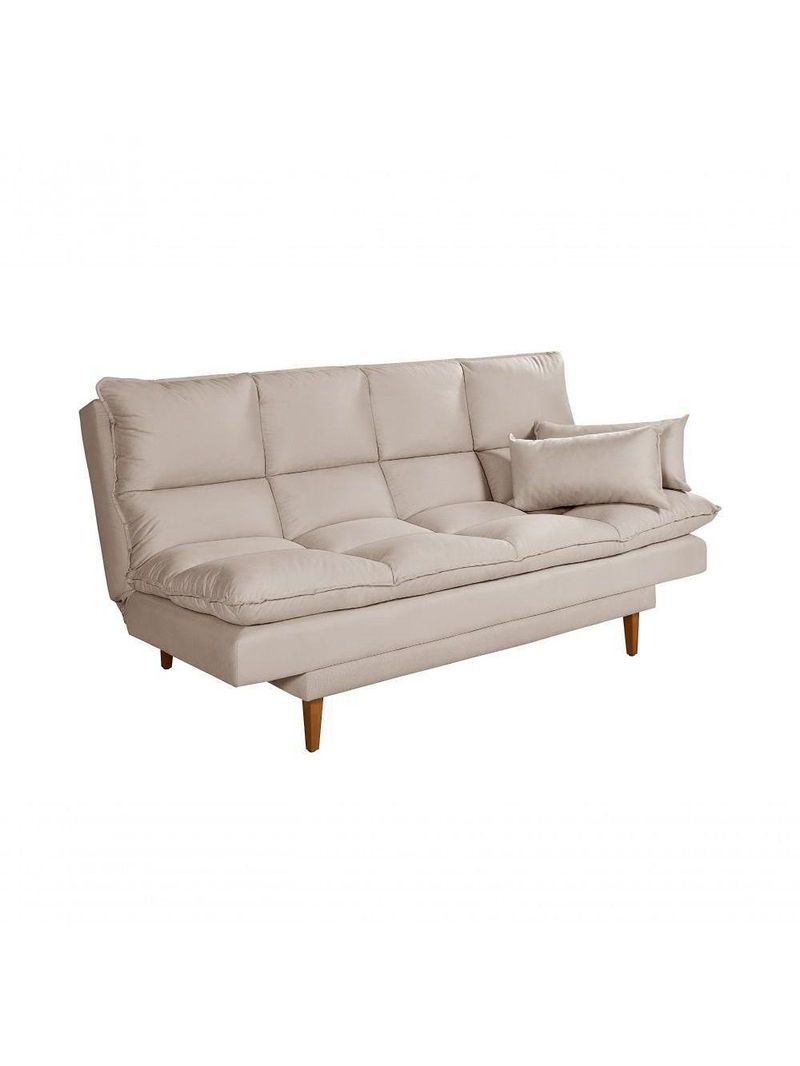 Sofá Cama Andorra 3 Lugares Império Reclinável Casal Pés Madeira Suede Areia 376