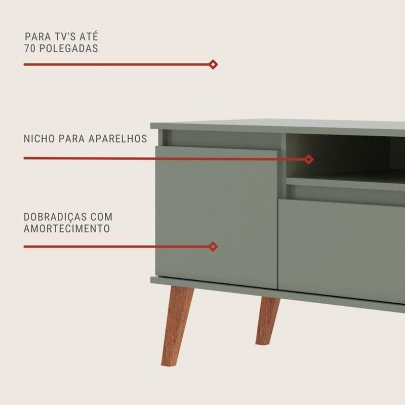 Rack Para Tv 150cm Retro Mdf Verde Dallas - On Móveis