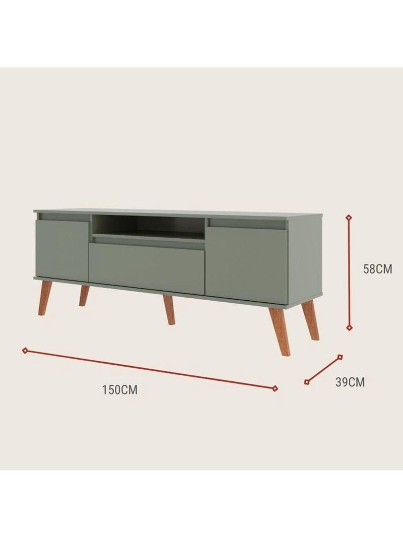 Rack Para Tv 150cm Retro Mdf Verde Dallas - On Móveis