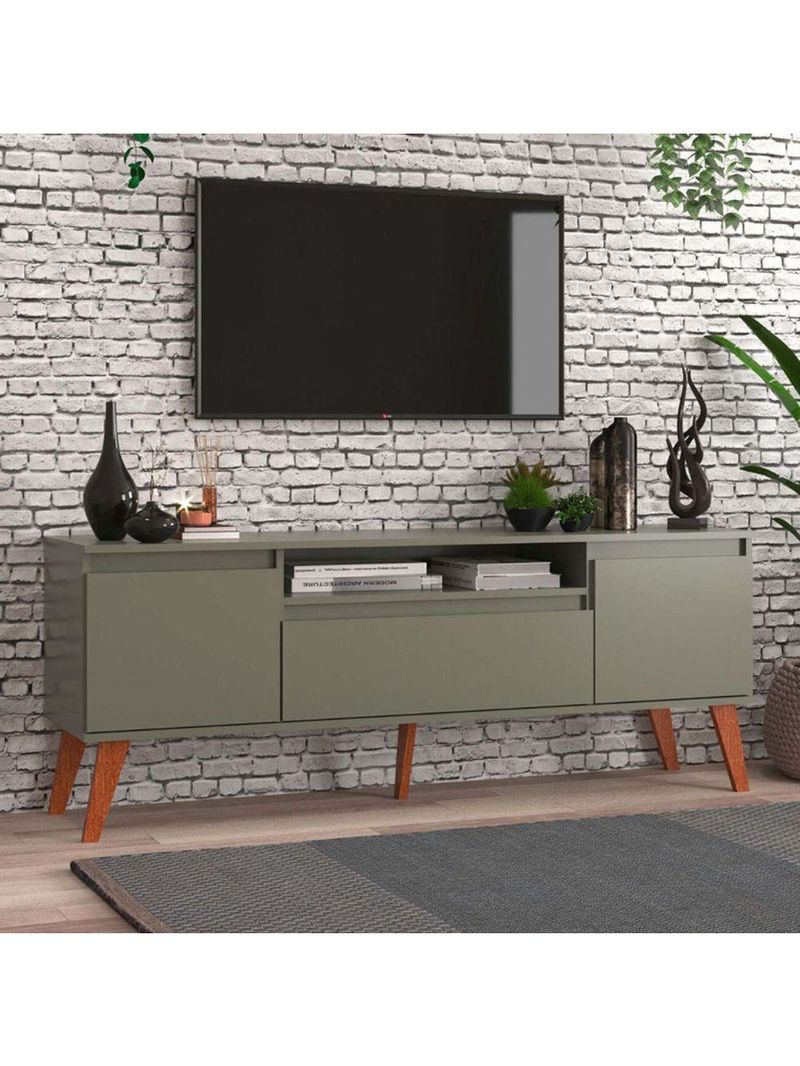 Rack Para Tv 150cm Retro Mdf Verde Dallas - On Móveis