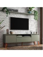 Rack Para Tv Com Prateleira 180cm Retro Mdf Verde Dallas - On Móveis