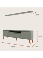 Rack Para Tv Com Prateleira 180cm Retro Mdf Verde Dallas - On Móveis