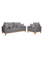 Kit Sofá Beny + 2 Poltronas Para Sala Confortável Linho Cinza Claro
