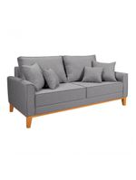 Kit Sofá Beny + 2 Poltronas Para Sala Confortável Linho Cinza Claro
