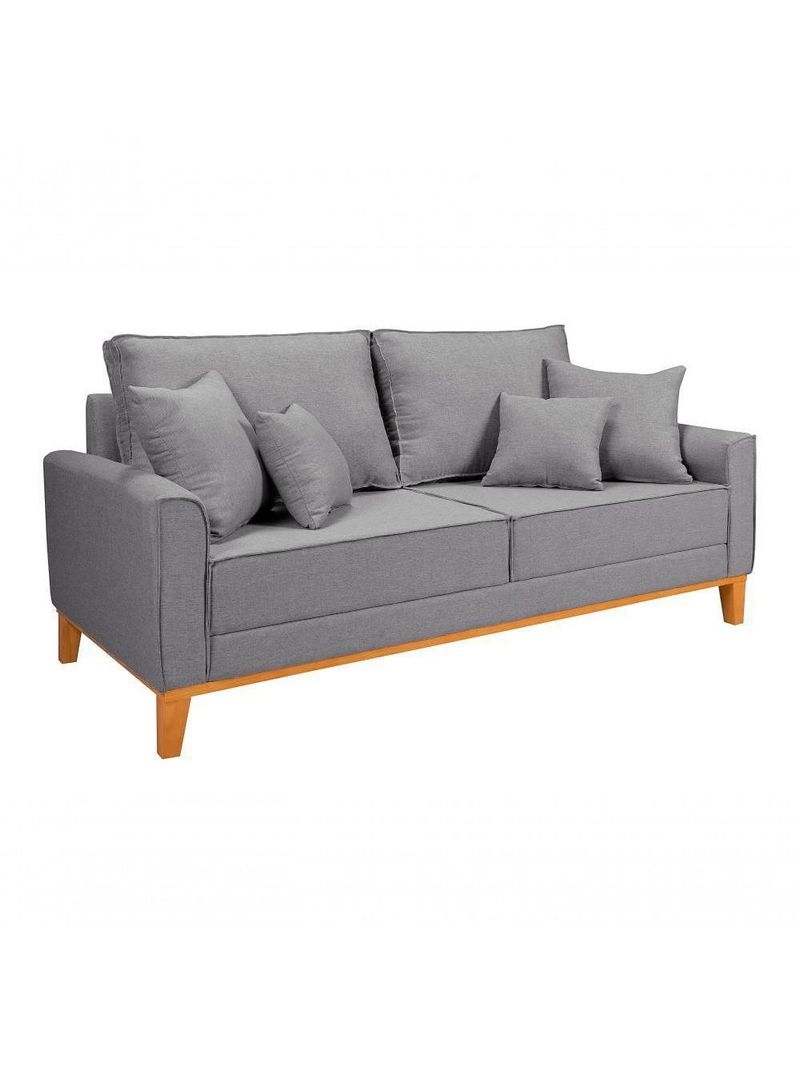 Kit Sofá Beny + 2 Poltronas Para Sala Confortável Linho Cinza Claro
