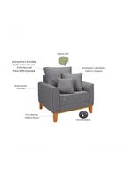 Kit Sofá Beny + 2 Poltronas Para Sala Confortável Linho Cinza Claro