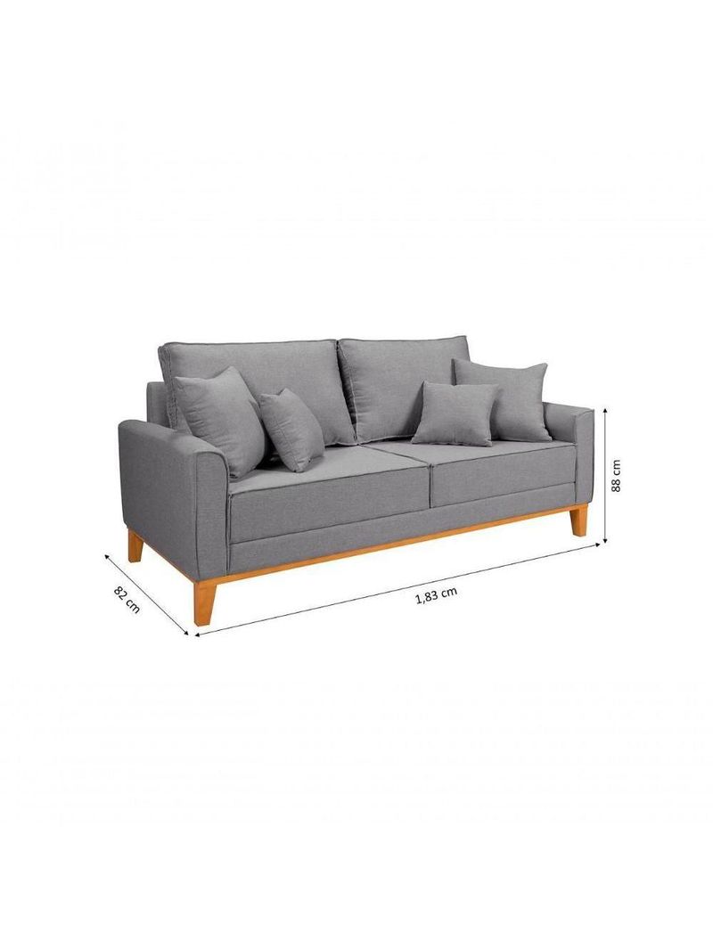 Kit Sofá Beny + 2 Poltronas Para Sala Confortável Linho Cinza Claro