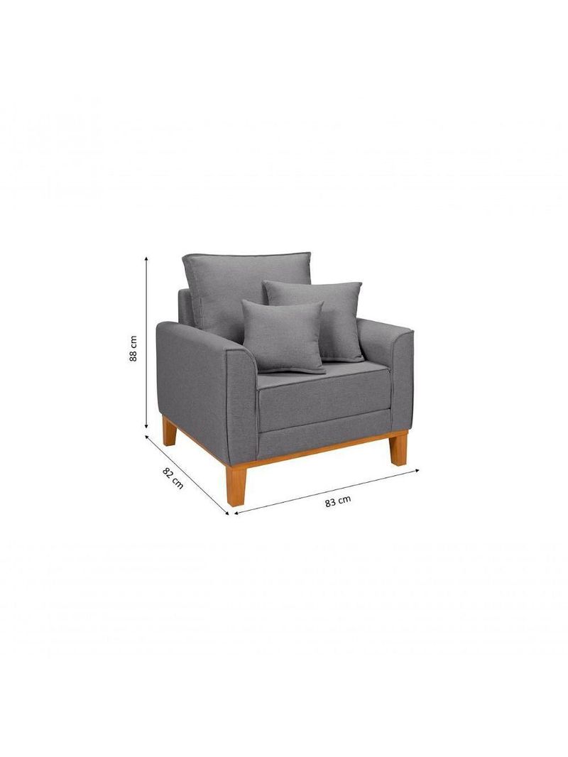 Kit Sofá Beny + 2 Poltronas Para Sala Confortável Linho Cinza Claro