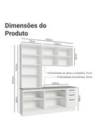 Armário de cozinha compacta 190cm com cristaleira branco agata madesa 01