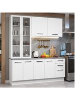 Armário de cozinha compacta 190cm com cristaleira branco agata madesa 01