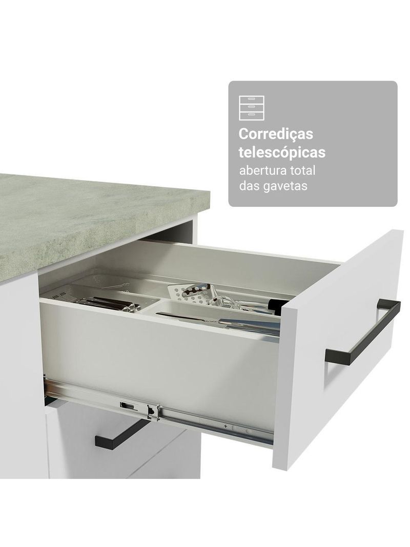 Armário de cozinha compacta 190cm com cristaleira branco agata madesa 01