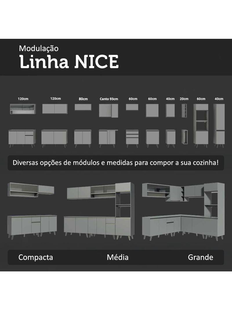 Armário de cozinha compacta 180 cm cinza nice madesa 02