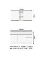 Armário de cozinha compacta 150cm branco glamy madesa 01