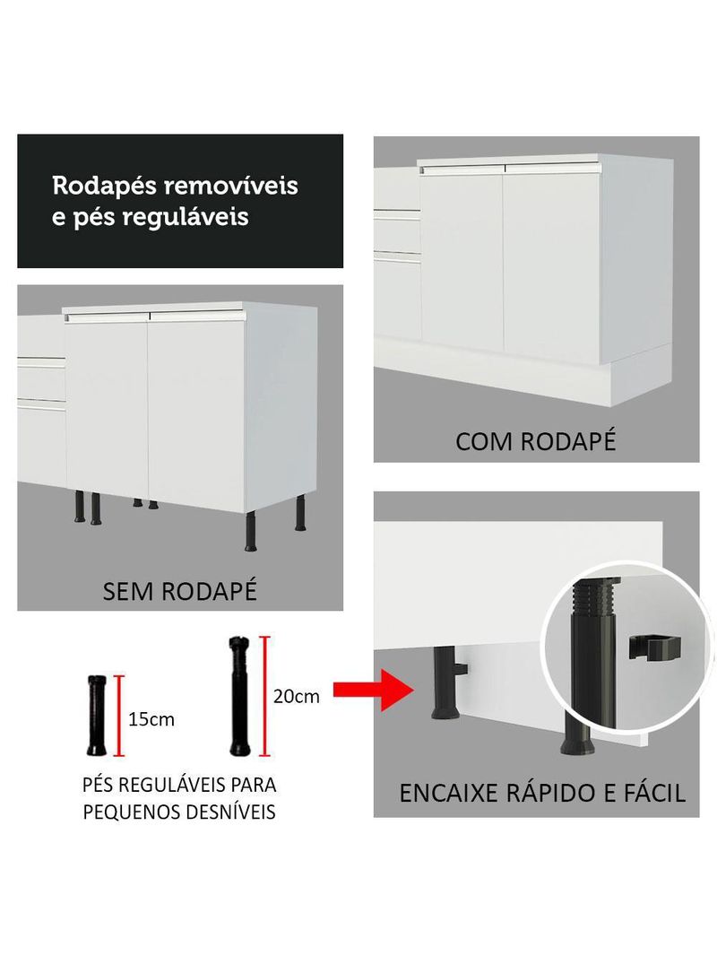 Armário de cozinha compacta 150cm branco glamy madesa 01