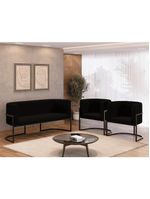 Kit 2 Poltronas + Sofá 2 Lugares Base De Metal Black Balaqui Preto