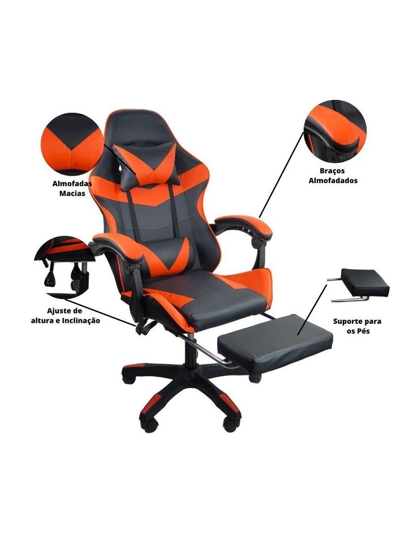 Cadeira Gamer Stillus Ergonômica Com Apoio Para Os Pés Vermelho