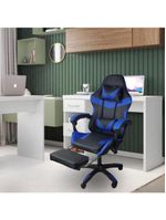 Cadeira Gamer Stillus Ergonômica Com Apoio Para Os Pés Azul