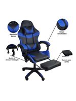 Cadeira Gamer Stillus Ergonômica Com Apoio Para Os Pés Azul