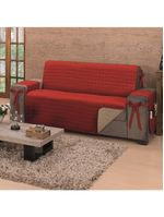 Protetor De Sofá Dupla Face Premium 3 Lugares - Vermelho-cáqui
