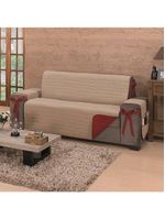 Protetor De Sofá Dupla Face Premium 3 Lugares - Vermelho-cáqui