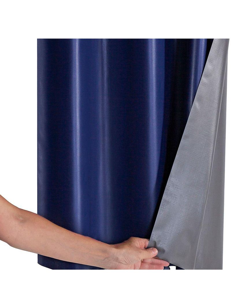 Cortina Blackout Pvc Com Tecido Voil Xadrez 2,00 M X 1,40 M - Marinho