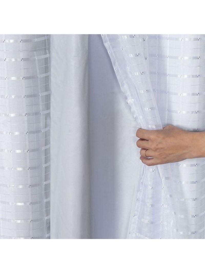 Cortina Blackout Pvc Com Tecido Voil Xadrez 2,80 M X 2,30 M - Branco