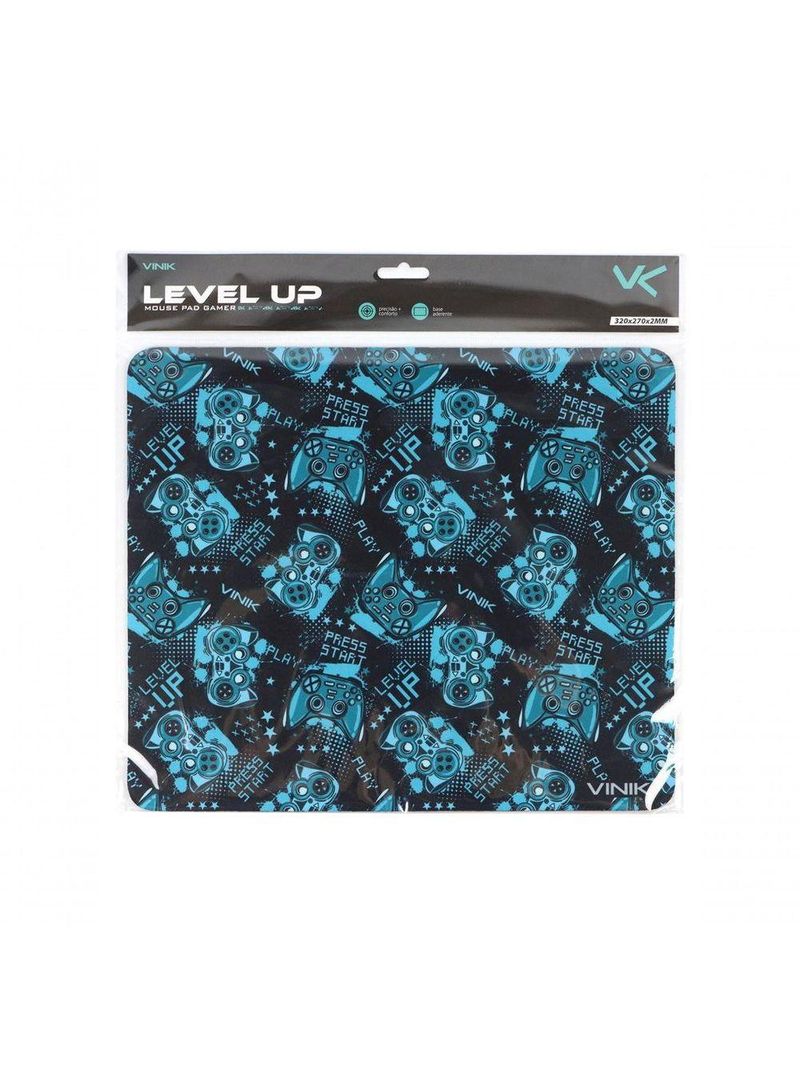 Mouse Pad Gamer Vinik Level Up 320x270x2mm - Mplu32