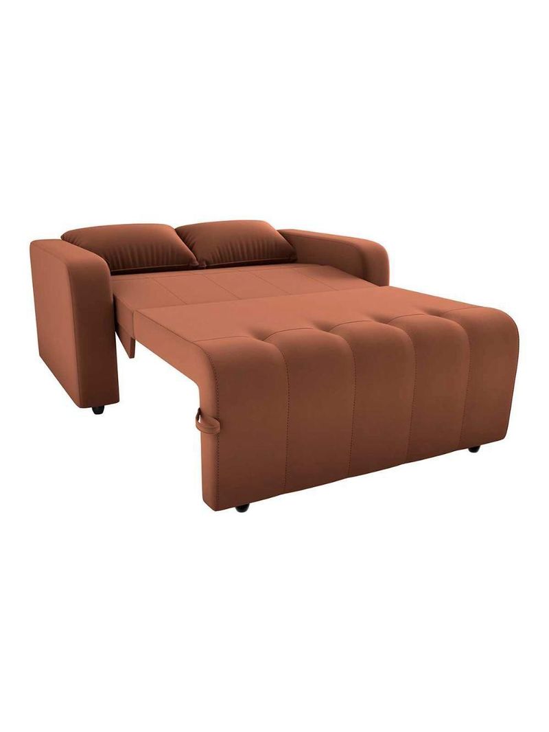 Sofá Cama Compacto 2 Lugares 1,38 Larg Amora New Matrix Veludo Ferrugem