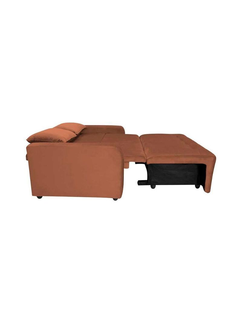 Sofá Cama Compacto 2 Lugares 1,38 Larg Amora New Matrix Veludo Ferrugem