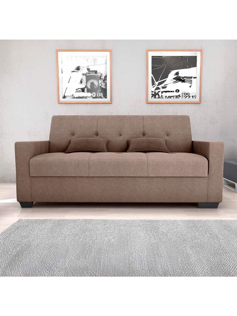 Sofá Cama 3 Lugares Reclinável Casal Premium 2,03 Larg Lavinia Matrix Boucle Marrom