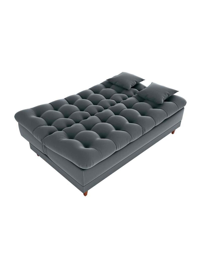 Sofá Cama 3 Lugares Casal Confortável 1,85 Larg Duda Matrix Veludo Cinza