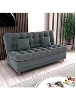 Sofá Cama 3 Lugares Casal Confortável 1,85 Larg Duda Matrix Veludo Cinza