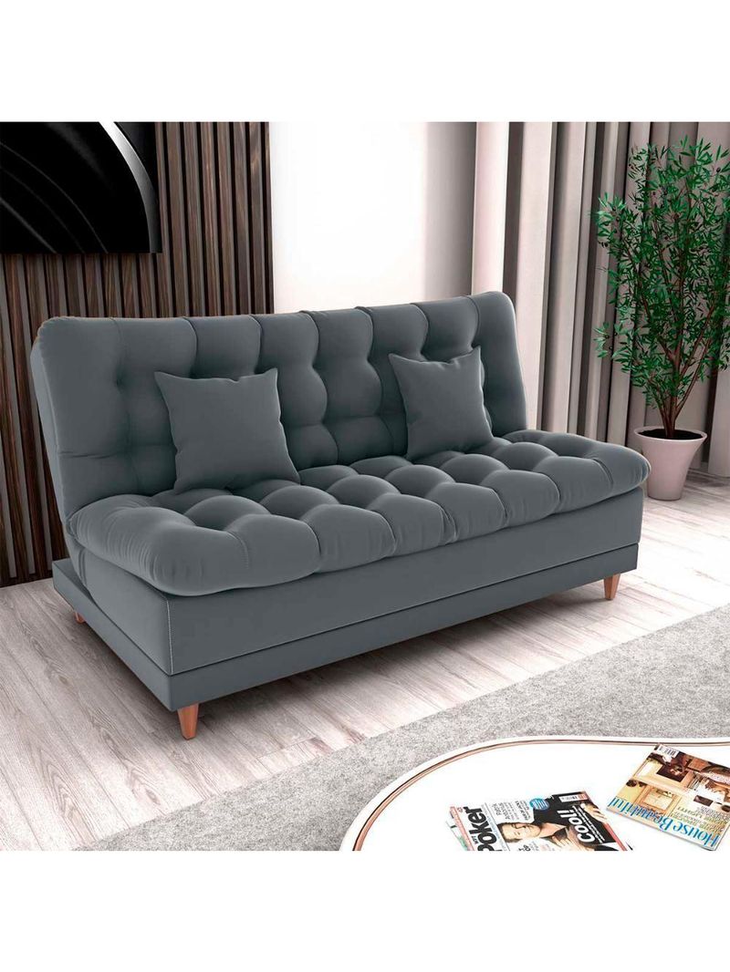 Sofá Cama 3 Lugares Casal Confortável 1,85 Larg Duda Matrix Veludo Cinza