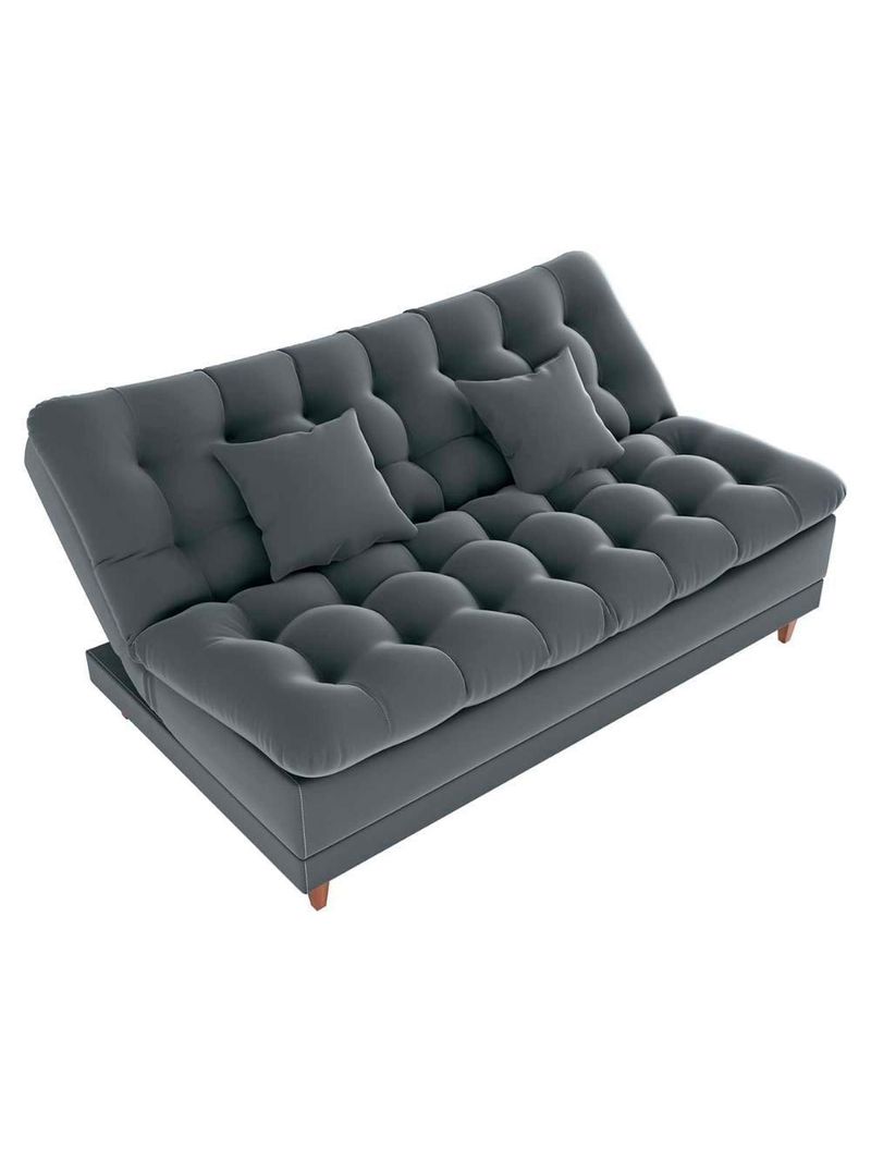 Sofá Cama 3 Lugares Casal Confortável 1,85 Larg Duda Matrix Veludo Cinza