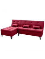 Sofá Cama 3 Lugares Com Chass Casal Luxo Premium Nice Matrix Veludo Vinho
