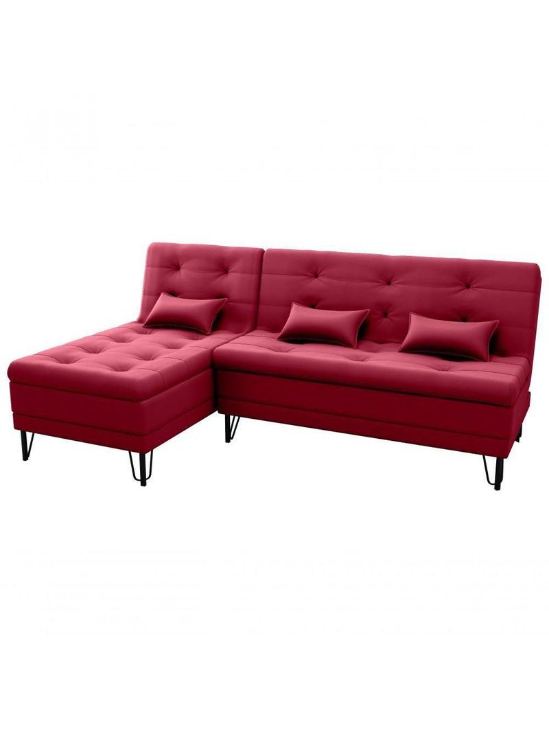 Sofá Cama 3 Lugares Com Chass Casal Luxo Premium Nice Matrix Veludo Vinho