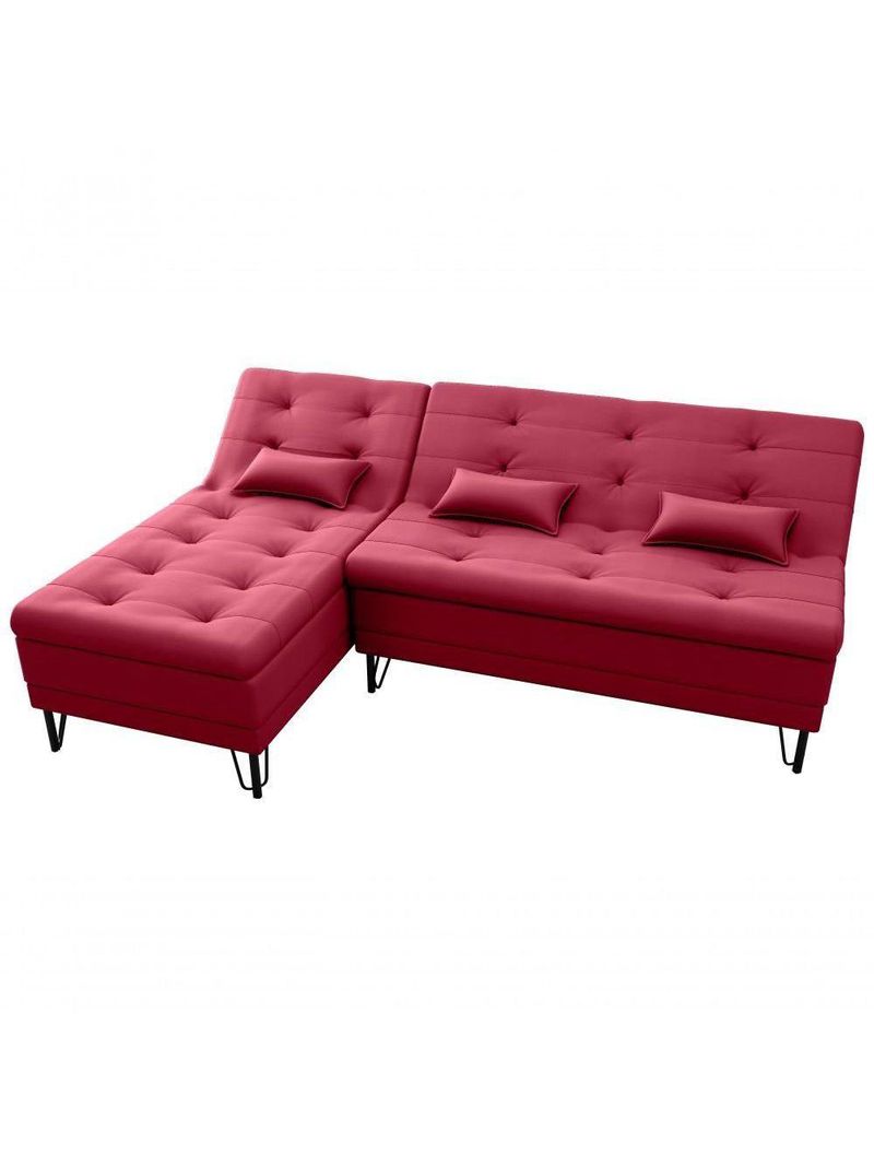 Sofá Cama 3 Lugares Com Chass Casal Luxo Premium Nice Matrix Veludo Vinho