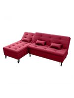 Sofá Cama 3 Lugares Com Chass Casal Luxo Premium Nice Matrix Veludo Vinho