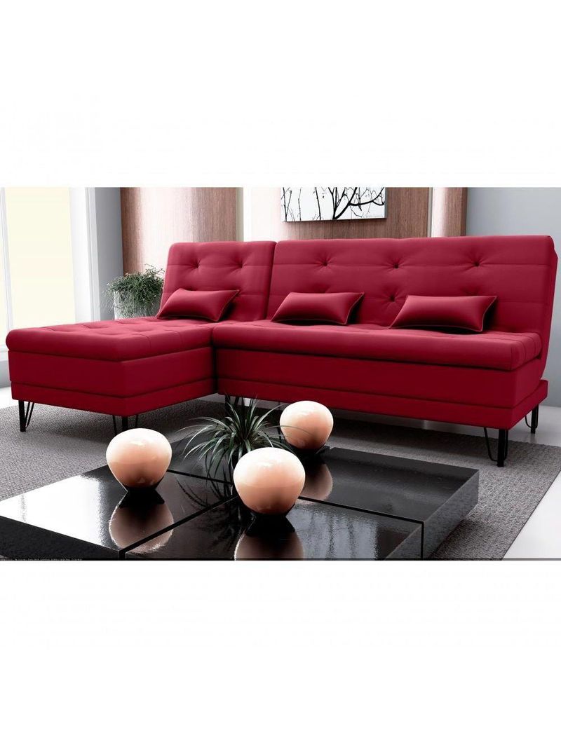 Sofá Cama 3 Lugares Com Chass Casal Luxo Premium Nice Matrix Veludo Vinho