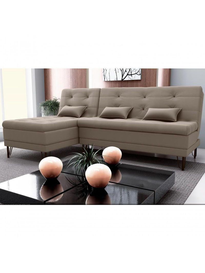 Sofá Cama 3 Lugares Com Chass Casal Luxo Premium Nice Matrix Veludo Capuccino