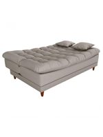 Sofá Cama 3 Lugares Casal Confortável 1,85 Larg Duda Matrix Linho Cinza