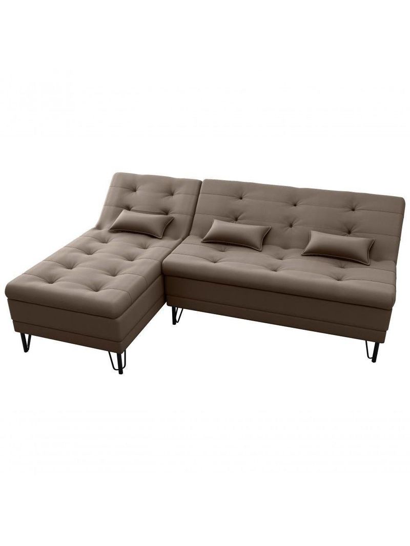 Sofá Cama 3 Lugares Com Chass Casal Luxo Premium Nice Matrix Veludo Marrom