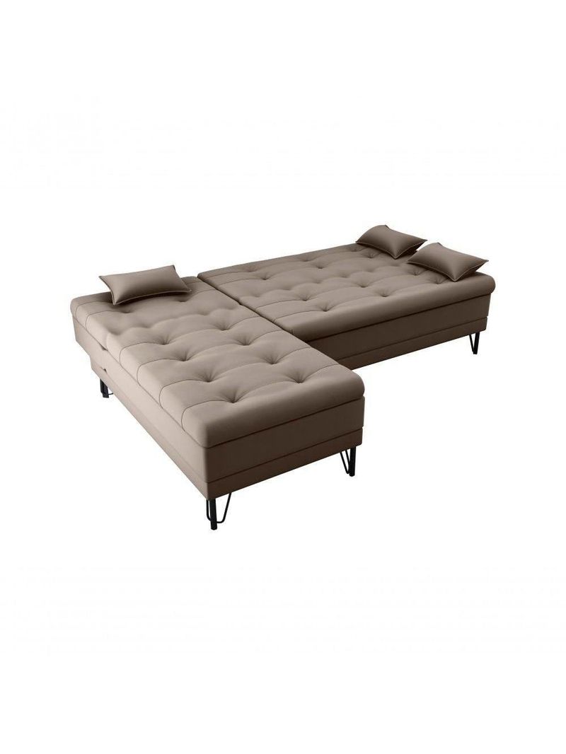 Sofá Cama 3 Lugares Com Chass Casal Luxo Premium Nice Matrix Veludo Marrom