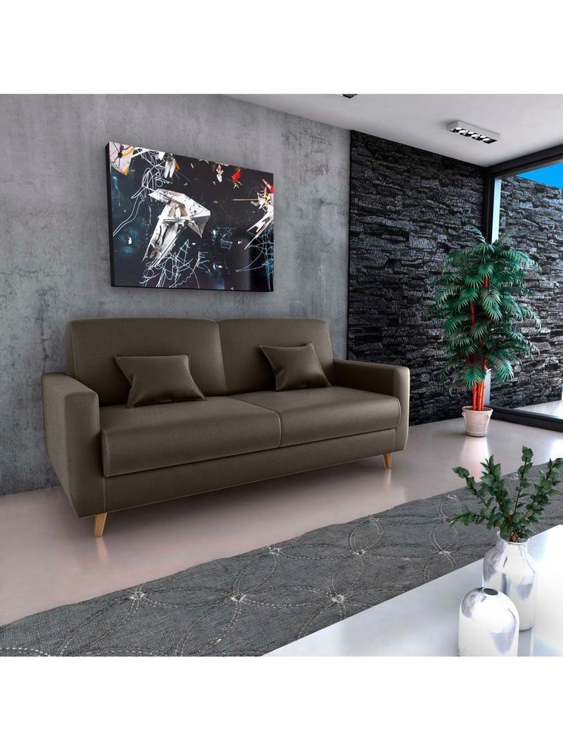 Sofá Cama Premium 3 Lugares 1,90 Larg Emilia Matrix Veludo Turkey Marrom