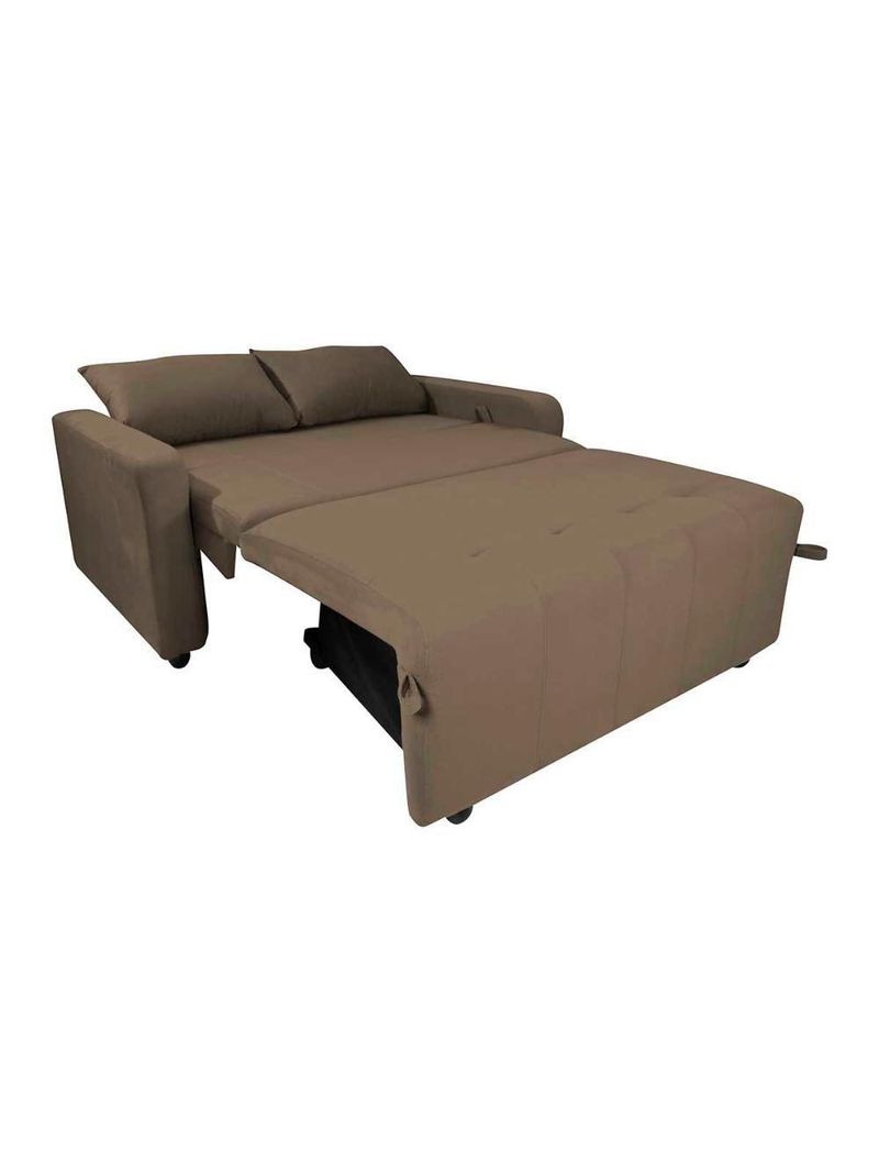 Sofá Cama Compacto 2 Lugares 1,38 Larg Amora New Matrix Suede Capuccino