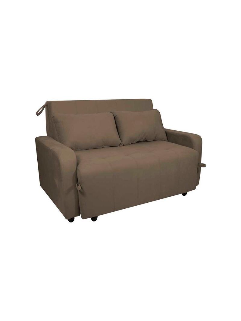 Sofá Cama Compacto 2 Lugares 1,38 Larg Amora New Matrix Suede Capuccino